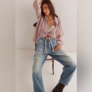 WE THE FREE MOXIE pull on Barell PAINT SPLATTER JEANS